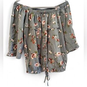 🚫(Sold) Mileage Women's Plus 2X Sage Floral Off-The-Shoulder Blouse NWT